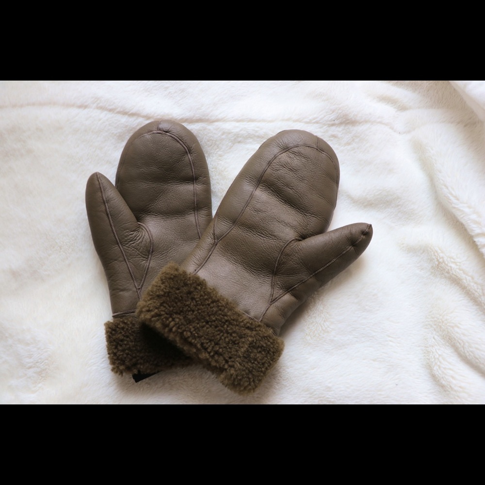 Designer Lamb Wool Lined Leather Mittens